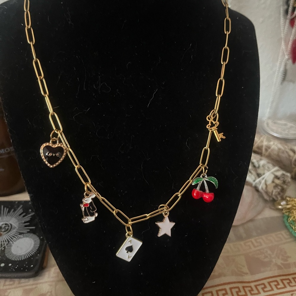Gold charm necklace
